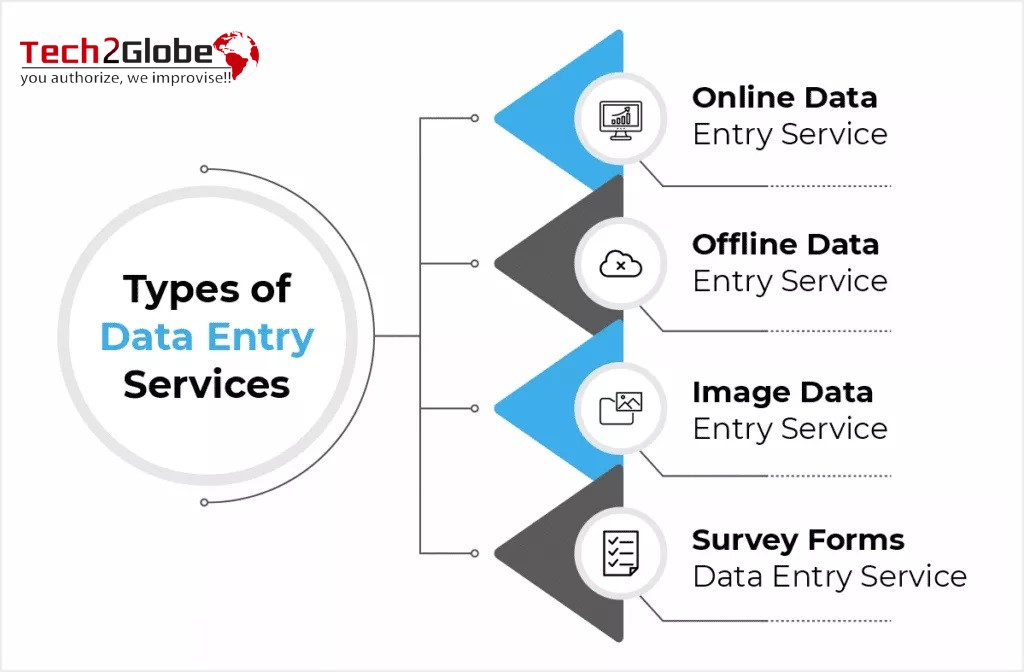 Tech2globe provides qualified professionals Data entry services to input data into the required database with the needed means. There are several types of data entry services. These include basic, online, formatting, conversion, and transcription. 